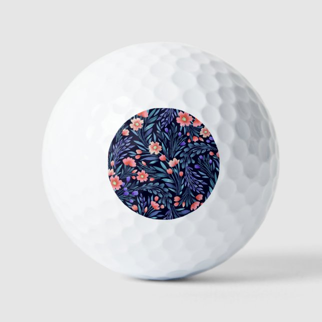 Floral watercolor, seamless pattern, fabric design golf balls (Front)