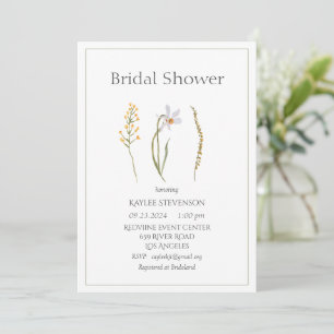 Floral Watercolor Simple Bridal Shower Invitation