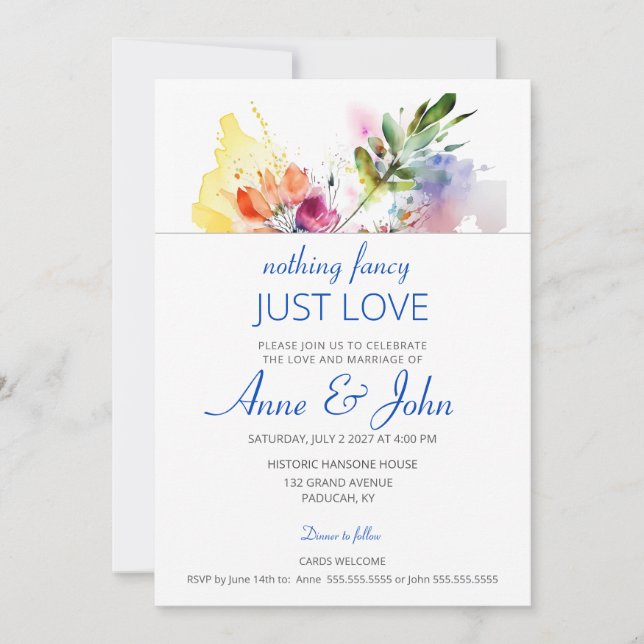 Floral Watercolor Soft Pastel  Invitation (Front)