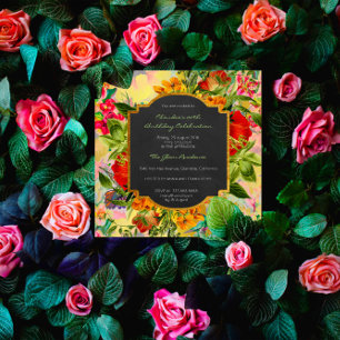 Floral Watercolor Spring Baroque Birthday Gold Invitation