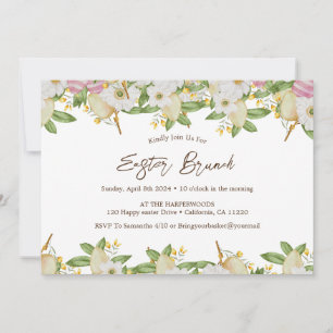 floral watercolor Spring Easter brunch & egg hunt Invitation