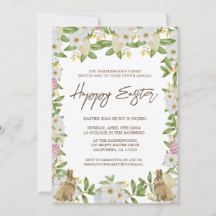 floral watercolor Spring Easter brunch & egg hunt Invitation