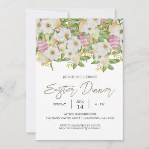 floral watercolor Spring Easter Dinner Invitation