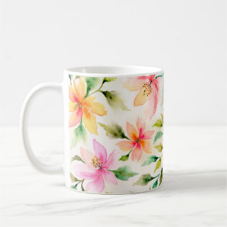 Floral watercolor style pattern coffee mug