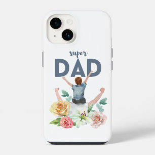 Floral Watercolor-Super Dad Design iPhone 14 Case