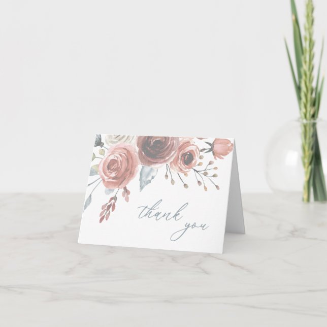 Floral Watercolor Thank You Card (Front)