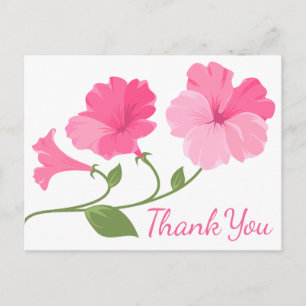 Floral Watercolor Thank You Flowers Pink Fuchsia Postcard