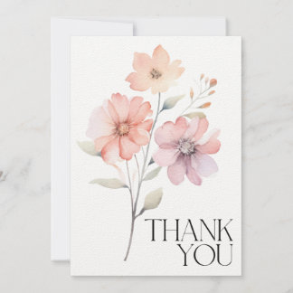 Floral Watercolor Thank You Note Card
