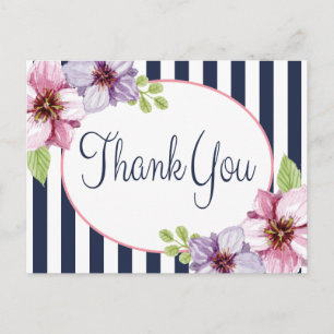 Floral Watercolor Thank You Purple Flower Postcard
