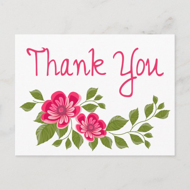 Floral Watercolor Thank You Purple Flower Postcard (Front)