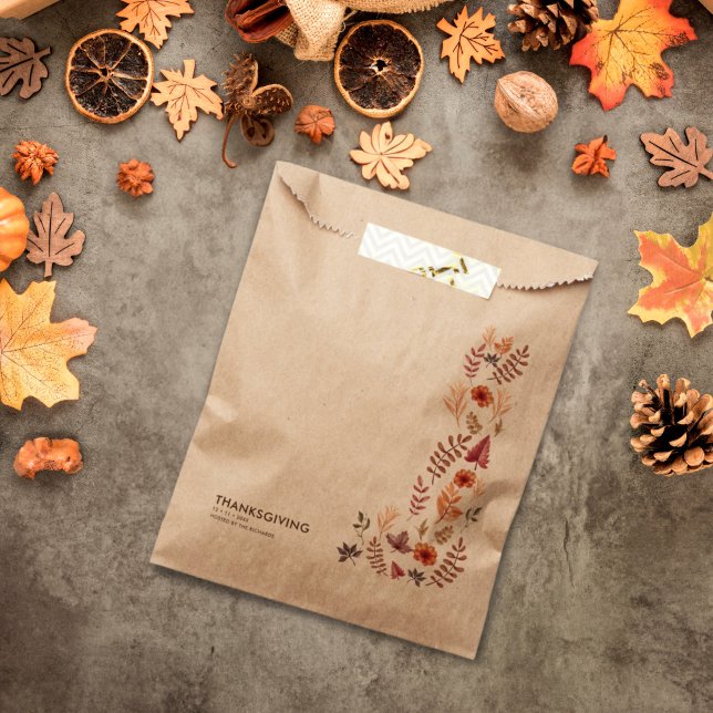 Floral Watercolor Thanksgiving Dinner Favour Bags (Creator Uploaded)