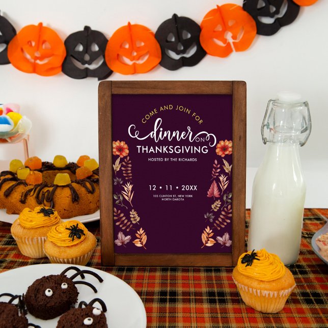 Floral Watercolor Thanksgiving Dinner Poster (Creator Uploaded)