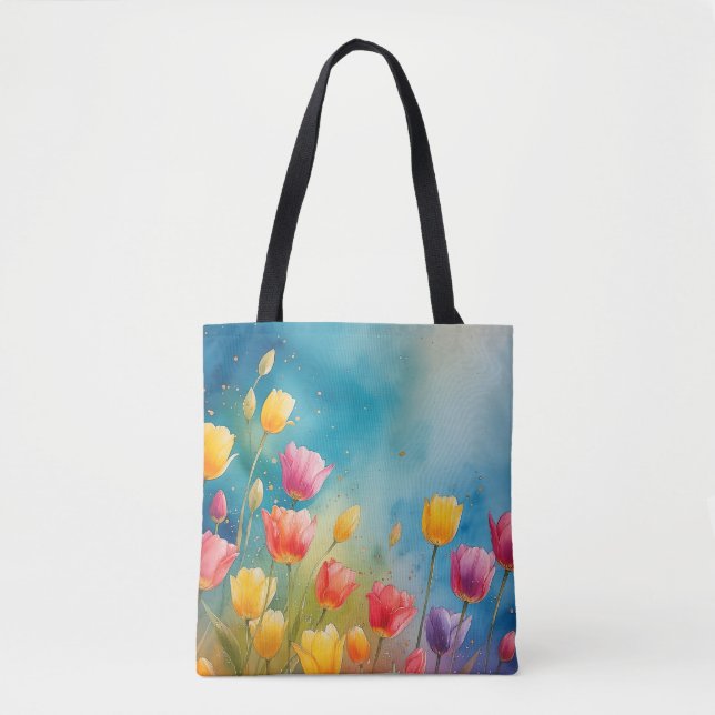 Floral watercolor tote with tulips (Front)
