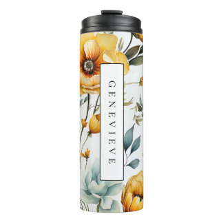 Floral Watercolor Travel Mug Drink Thermal Tumbler