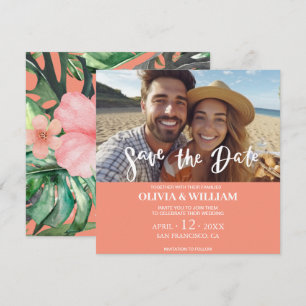 Floral Watercolor Tropical Beach Save the date Invitation