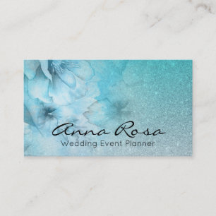 *~* Floral Watercolor Turquoise Glitter Celestial Business Card