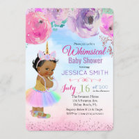Floral Watercolor Unicorn Baby Shower Invitation