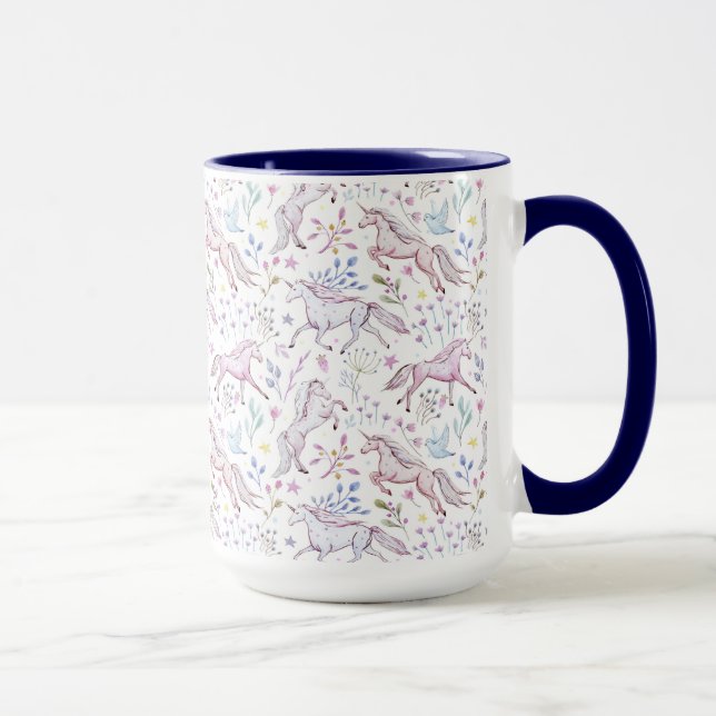 Floral Watercolor Unicorn Pattern Mug (Right)