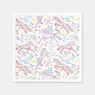Floral Watercolor Unicorn Pattern Napkin