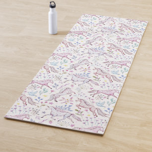 Floral Watercolor Unicorn Pattern Yoga Mat