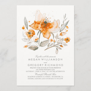 Floral Watercolor Vintage Fall Wedding Invitations