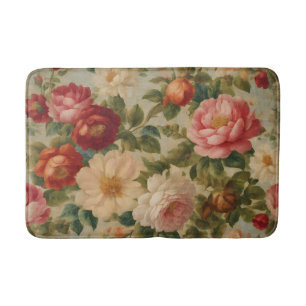 Floral Watercolor Vintage Modern Collection Bath Mat