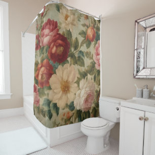 Floral Watercolor Vintage Modern Collection Shower Curtain