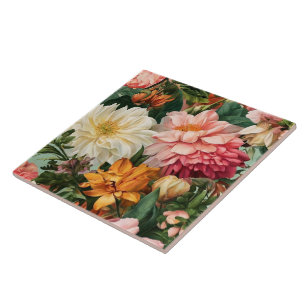 Floral Watercolor Vintage Modern Collection Tile