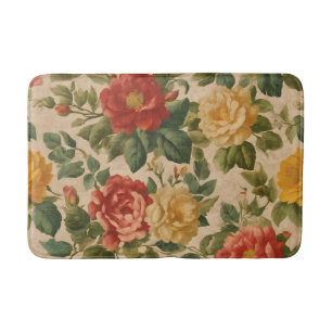 Floral Watercolor Vintage Trendy Collection Bath Mat