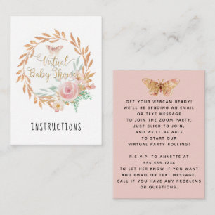 Floral Watercolor Virtual Baby Shower Instructions Enclosure Card