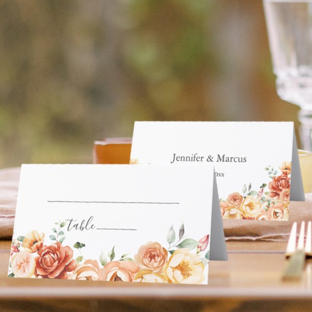 Floral Watercolor Wedding Banquet Place Card (Creator Uploaded)