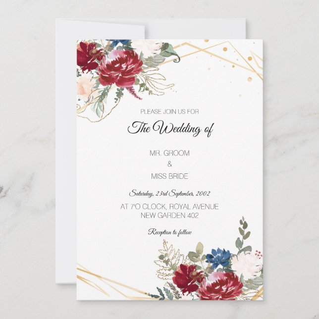Floral WaterColor Wedding Card (Front)