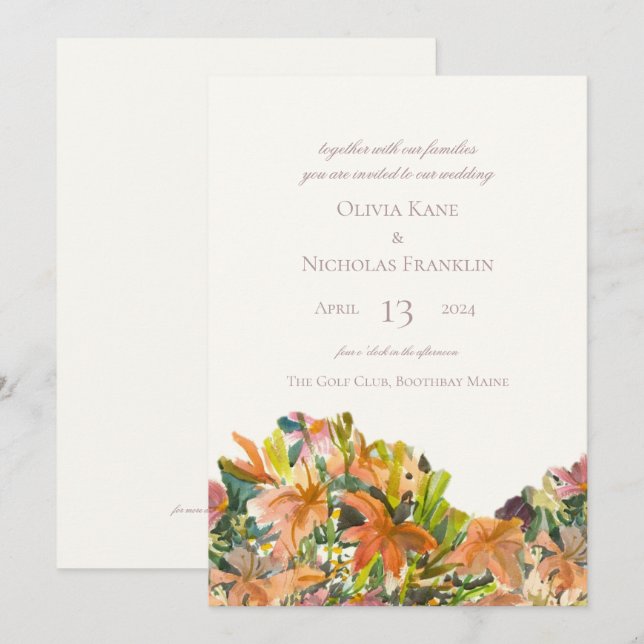 Floral Watercolor Wedding Invitation (Front/Back)