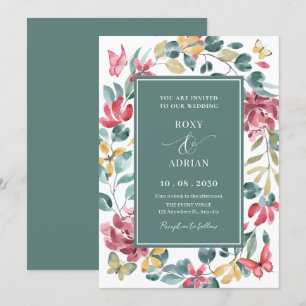 Floral watercolor wedding invitation