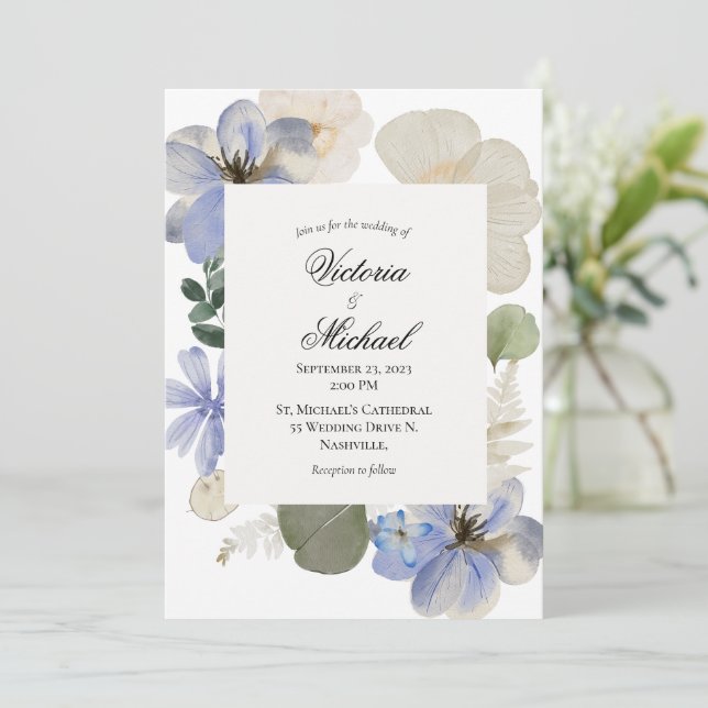 Floral Watercolor Wedding Invitation (Standing Front)