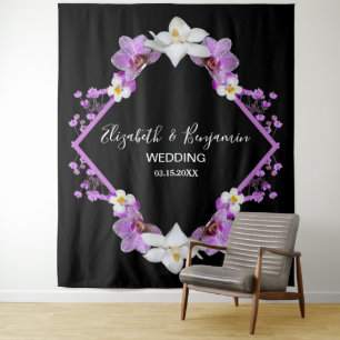 Floral Watercolor Wedding Photo Booth Backdrop Tapestry
