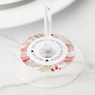 Floral Watercolor Wedding Reception Custom Text Wine Glass Tag