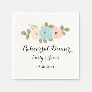 Floral Watercolor Wedding Rehearsal Dinner Napkin