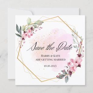 floral watercolor wedding save the date  holiday card