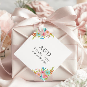Floral Watercolor Wedding Thank You Favour Tags