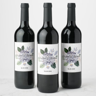 Floral Watercolor Wedding Wine Label