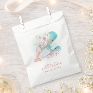 Floral Watercolor Whales Girl Baby Shower Favour Bags