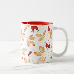 Floral Watercolor, Wild Rose Two-Tone Coffee Mug