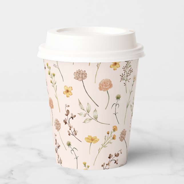 Floral Watercolor Wildflower Paper Cups (Front)