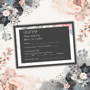 floral watercolor wildflower rose peony wedding RSVP card