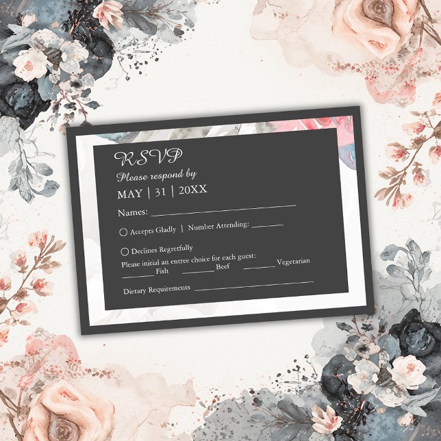 floral watercolor wildflower rose peony wedding RSVP card (Creator Uploaded)