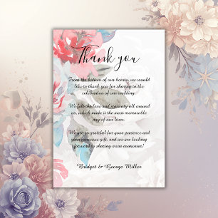 Floral watercolor wildflower rose wedding thank you card