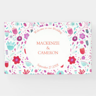 Floral Watercolor Wildflower Wedding Welcome Banner