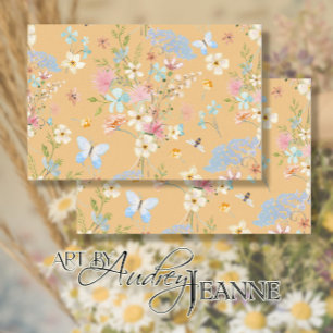 Floral Watercolor Wildflowers Butterfly Decoupage Tissue Paper