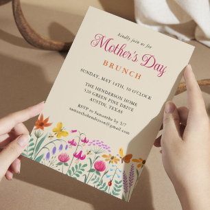 Floral Watercolor Wildflowers Mother's Day Brunch Invitation